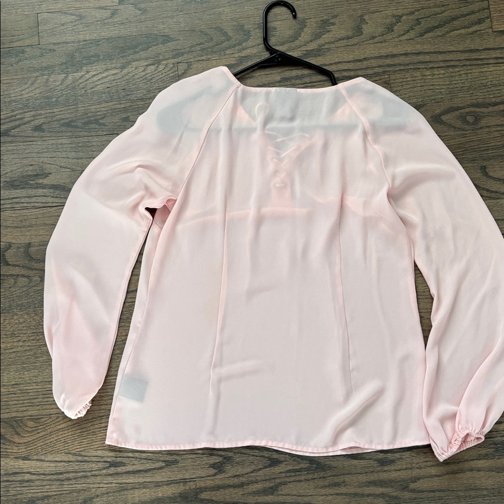 Worthington Light Pink Lace-Up Blouse - Picture 8 of 16